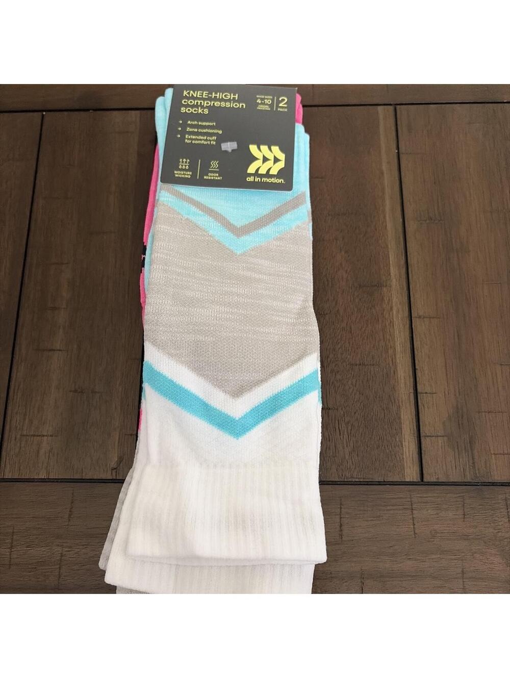 All in Motion Women's White and Multi Sock